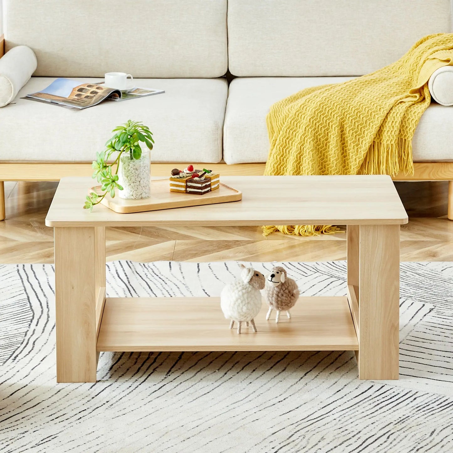 Double-Layer Rectangular Coffee Table