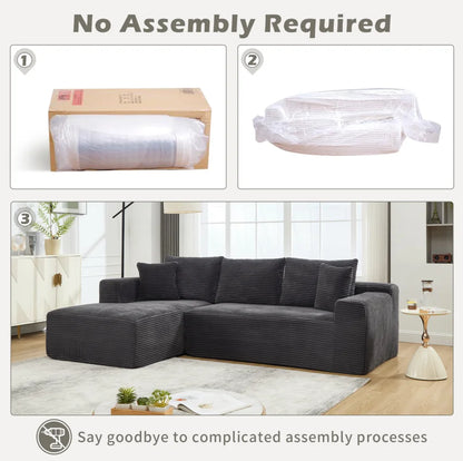 Modular L-Shape Sectional Sofa with No Assembly Required