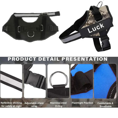 Dog Harness Vest ID Patch Breathable Adjustable
