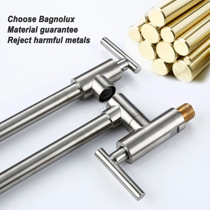 Brushed Nickel Folding Retractable Rotary Kitchen Faucet