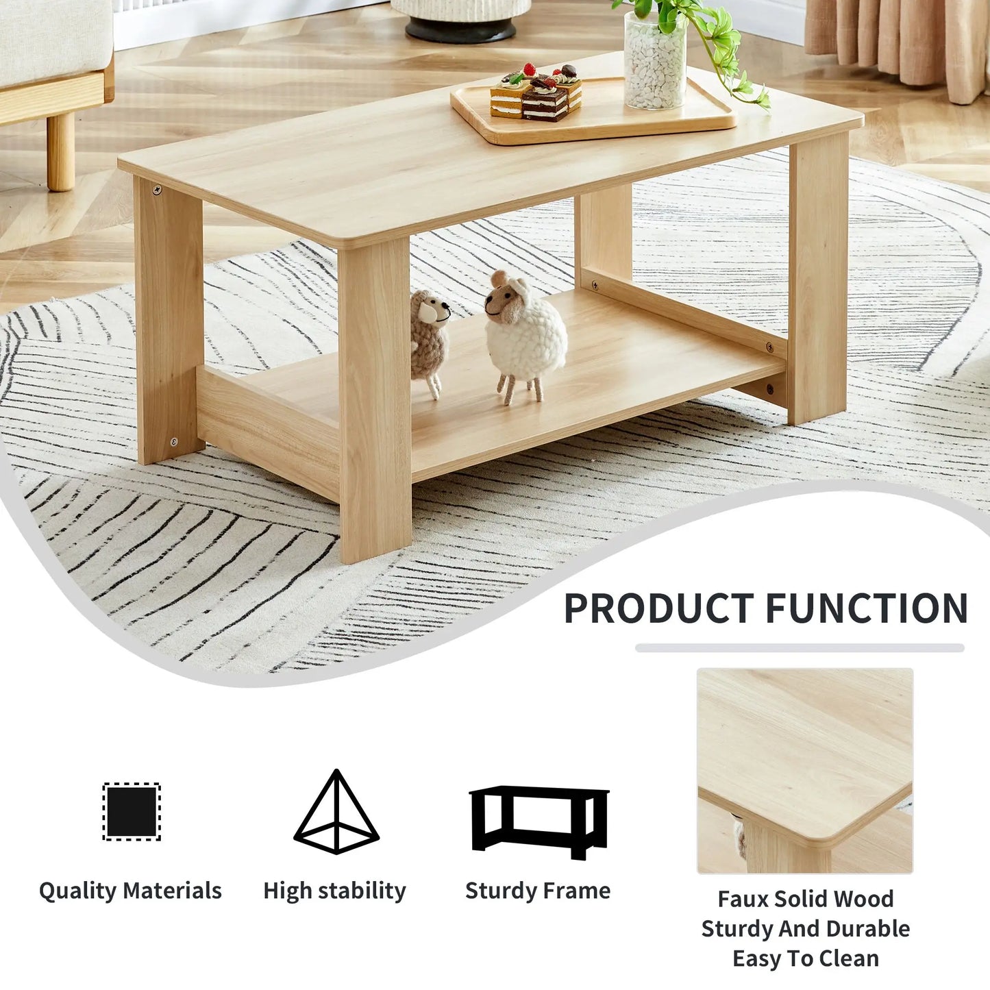 Double-Layer Rectangular Coffee Table