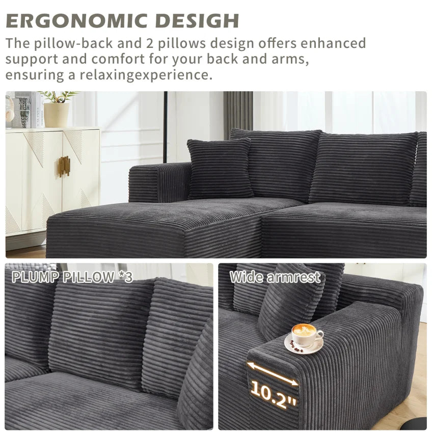 Modular L-Shape Sectional Sofa with No Assembly Required