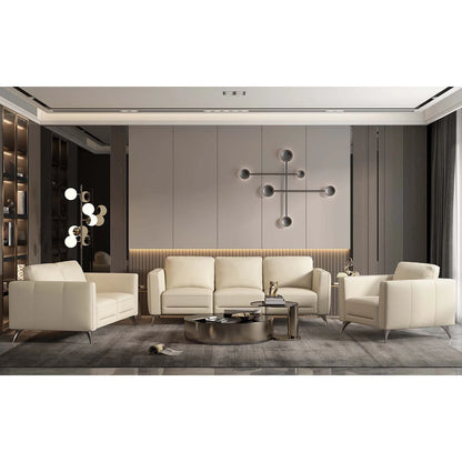 Genuine Leather Loveseat Contemporary Style Chesterfield Sofa