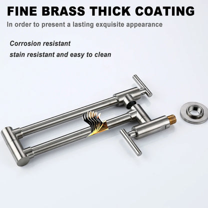 Brushed Nickel Folding Retractable Rotary Kitchen Faucet