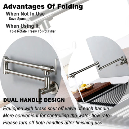 Brushed Nickel Folding Retractable Rotary Kitchen Faucet