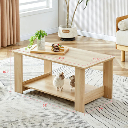 Double-Layer Rectangular Coffee Table