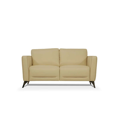 Genuine Leather Loveseat Contemporary Style Chesterfield Sofa