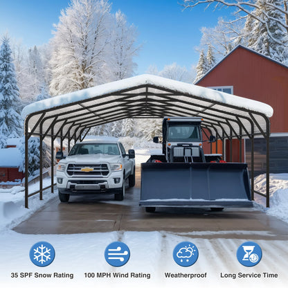 10x15~20x40FT Multi-Size Metal Carport with sturdy base