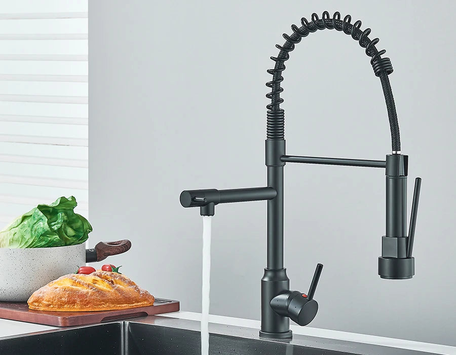 Pull Down Spring Kitchen Faucet Single Lever