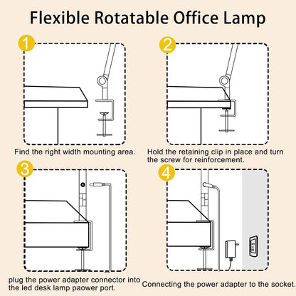 LED Desk Lamp with Clamp with Three light sources