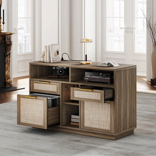 4 Drawer File Cabinet with Lock and Charging Station for Home Office