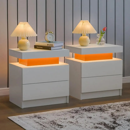 Bedside Tables with Touch Light, with 2 Drawers