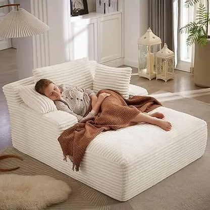 Oversized Chaise Lounge Sofa Bed with Throw Pillows and Armrests