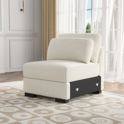 Upholstered Sofa Made of Corduroy Fabric with Removable Cushions