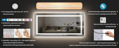 40x24 Inch LED Mirror with Front Light and Backlit