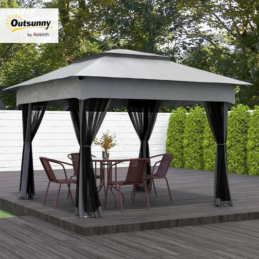 11' x 11'Outdoor Patio Gazebo Shelter with Removable Zipper Netting,
