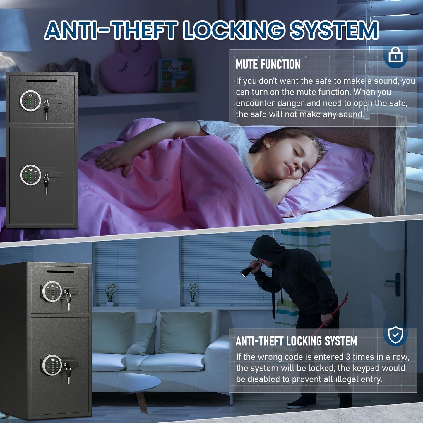 Heavy Duty Large Safe with Dual Alarm System
