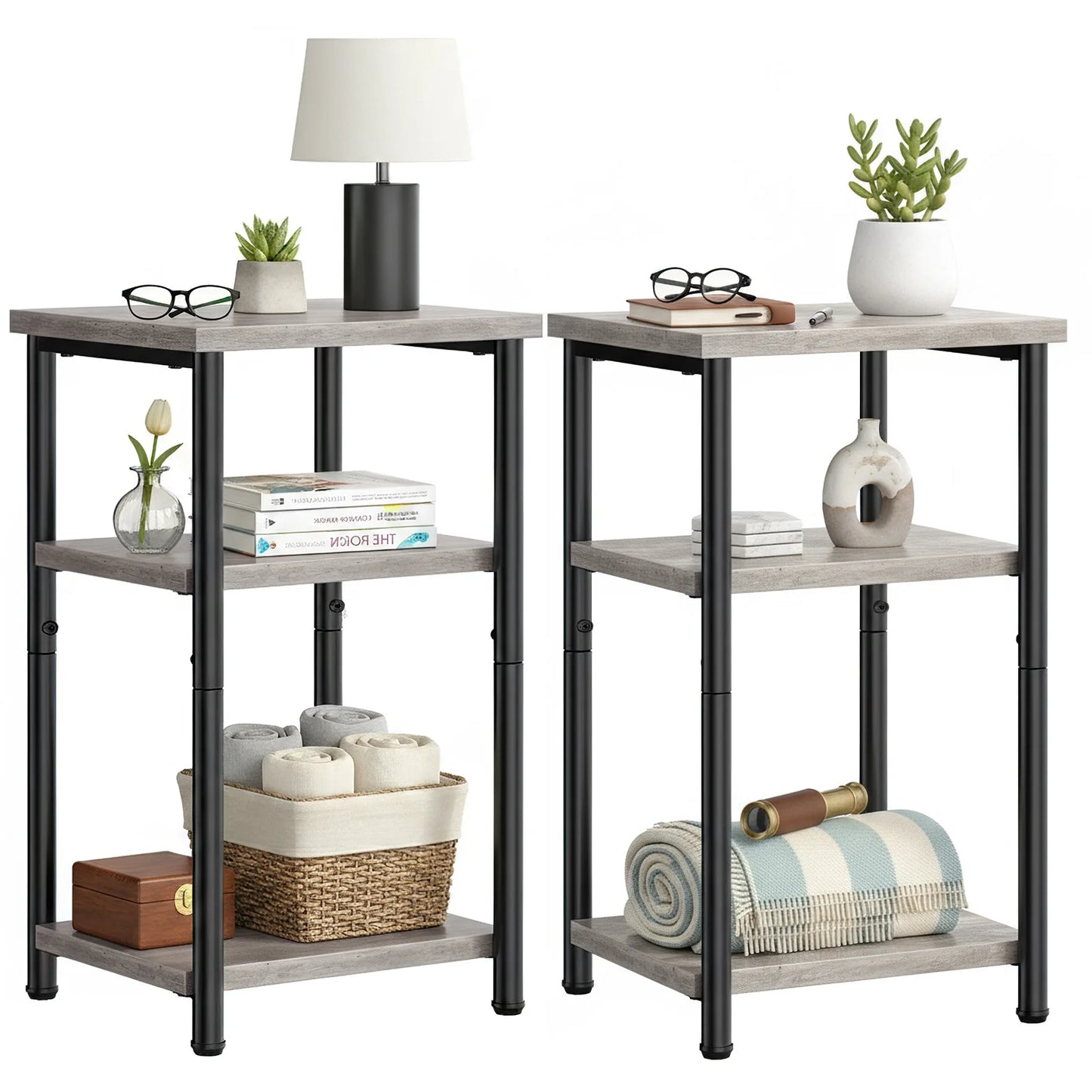 set of 2 End Table Set with Adjustable Feet