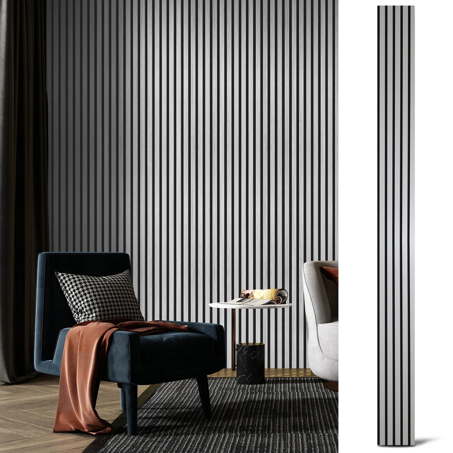 94.5x7.9-inch 4PCS Wood Noise Reduction 3D Textured Wall Panels
