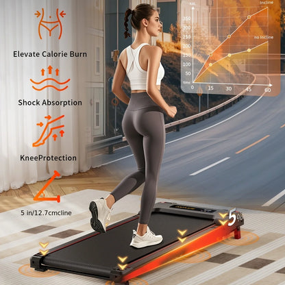 Under Desk Treadmill, Incline Walking Pad Treadmill 330lbs Capacity
