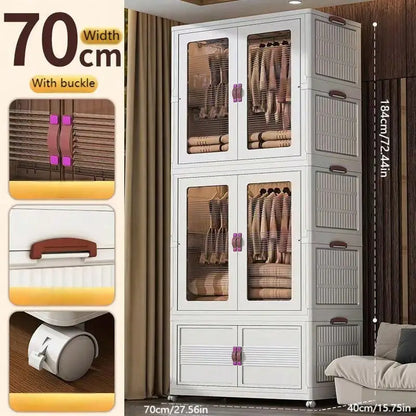 27.56 Inch 3pcs Folding Wardrobe Hanging Locker