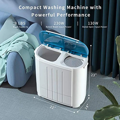Portable Mini 9lbs Capacity Compact Laundry Machine with Spin Cycle
