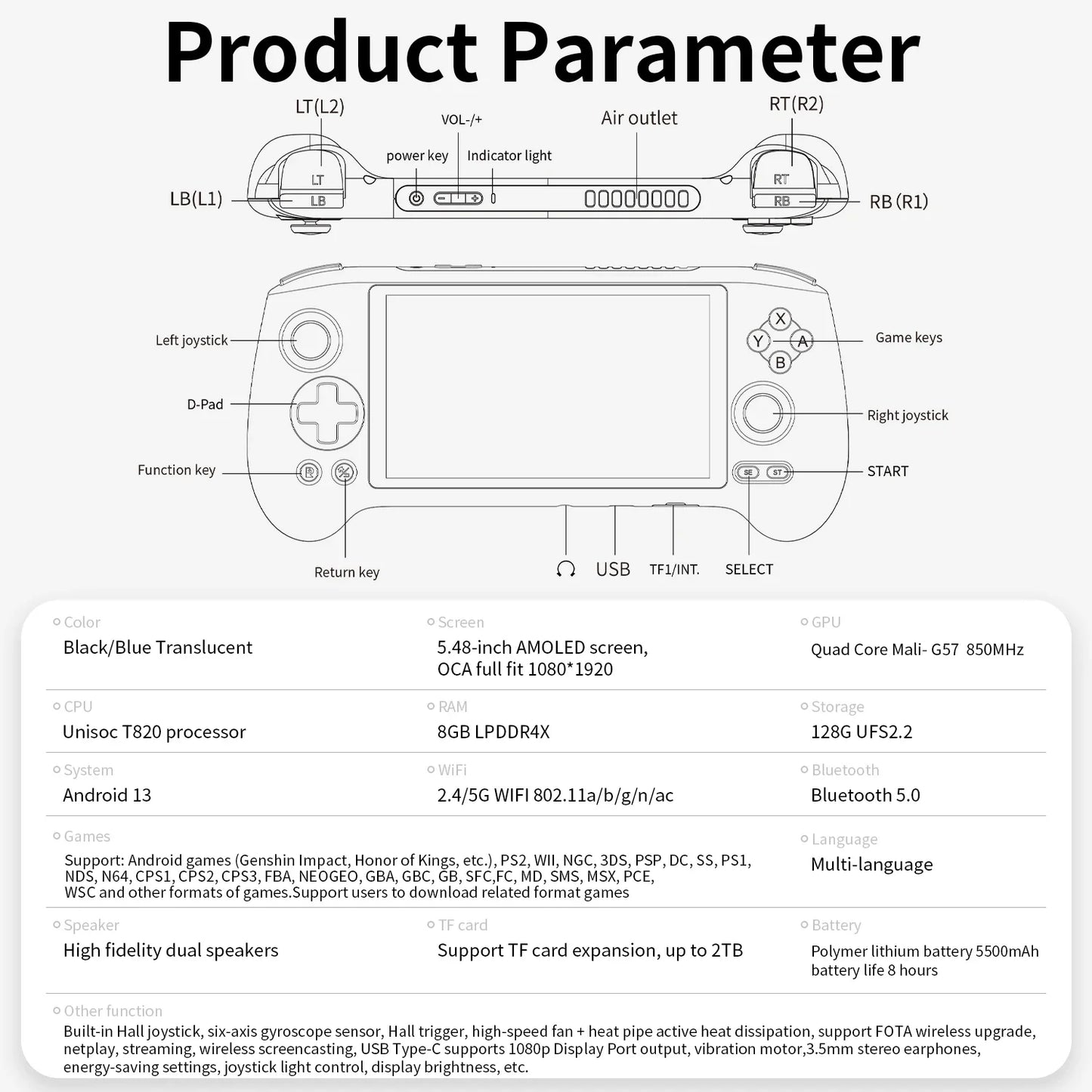 13 5.48-inch Touch Retro Handheld Game