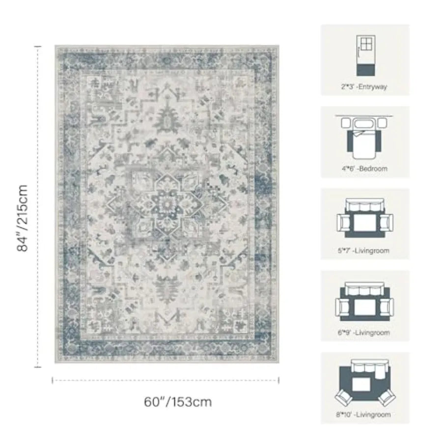 5x7 Washable Area Rug for Living Room