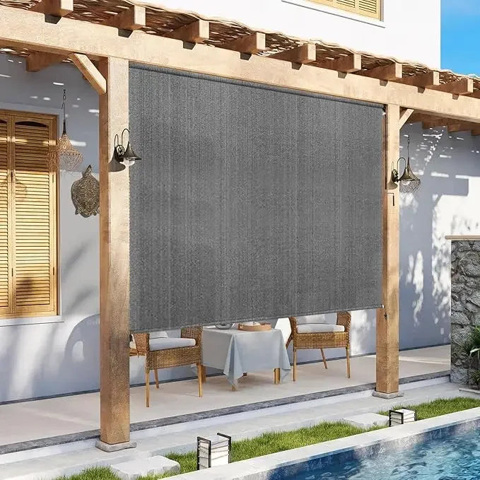 7' W X 8' L Exterior Outdoor Roller Shade with 95% UV Blocker