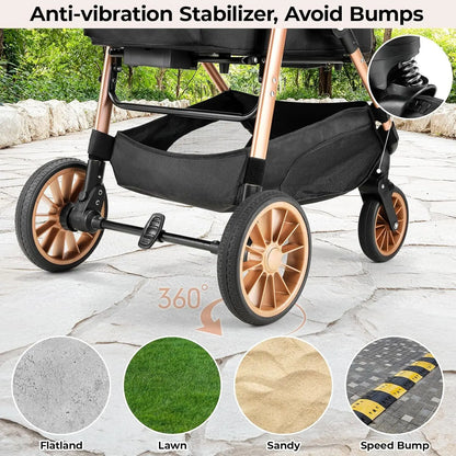 360° Rubber Wheels and Shock Absorption Dog Buggy