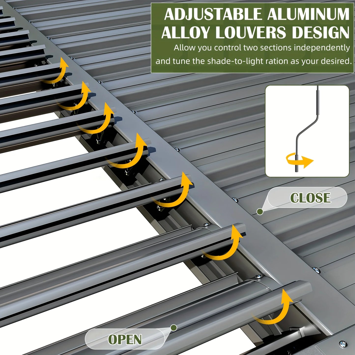 10x12FT Aluminum Adjustable Rust-Resistant Gazebo