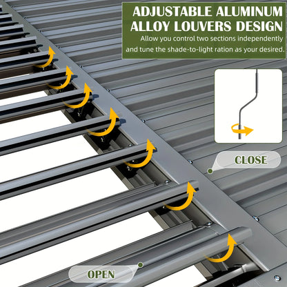 10x12FT Aluminum Adjustable Rust-Resistant Gazebo