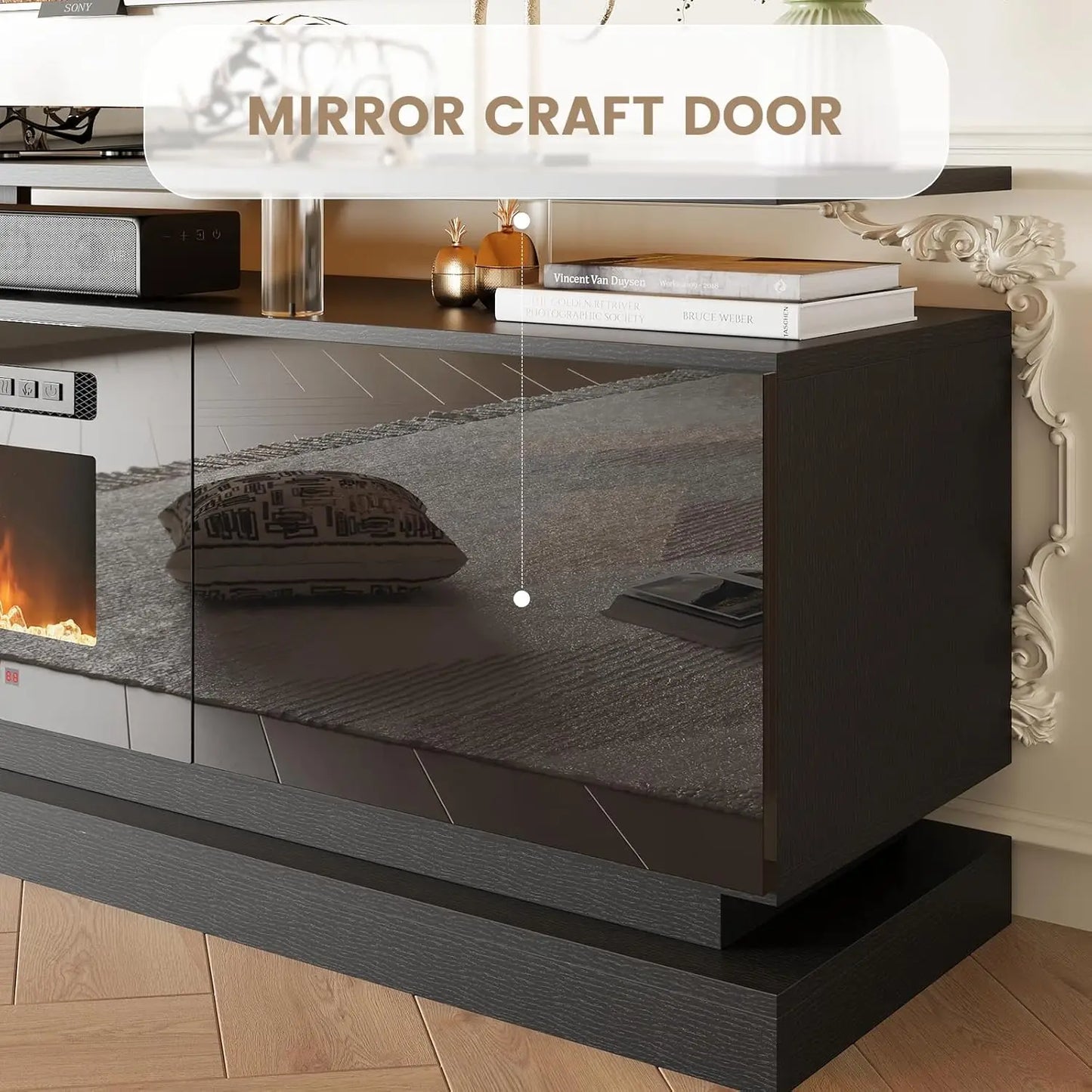 70" Fireplace TV Stand with Storage Cabinets