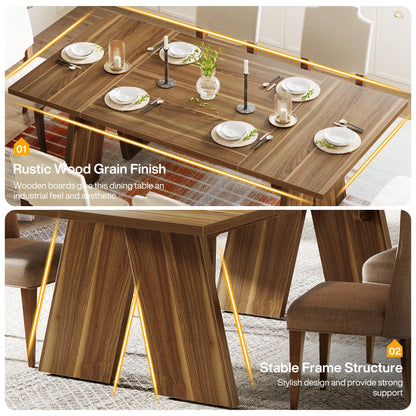71" Large Dining Table Rectangular Dining Table with Solid Wood Legs