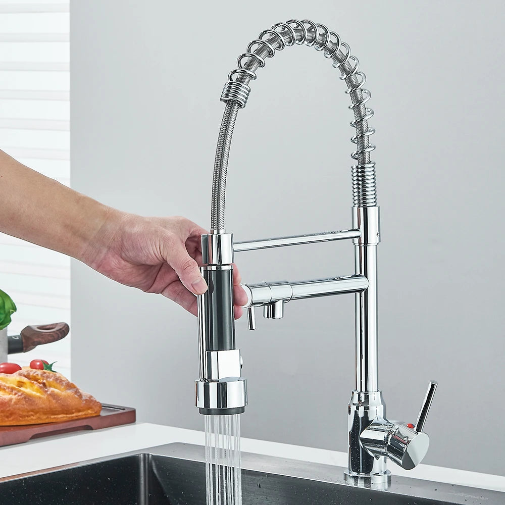 Pull Down Spring Kitchen Faucet Single Lever