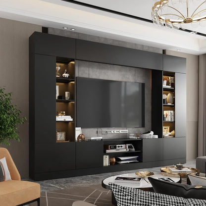 114" Large Wall Unit Entertainment Center with Bookshelves