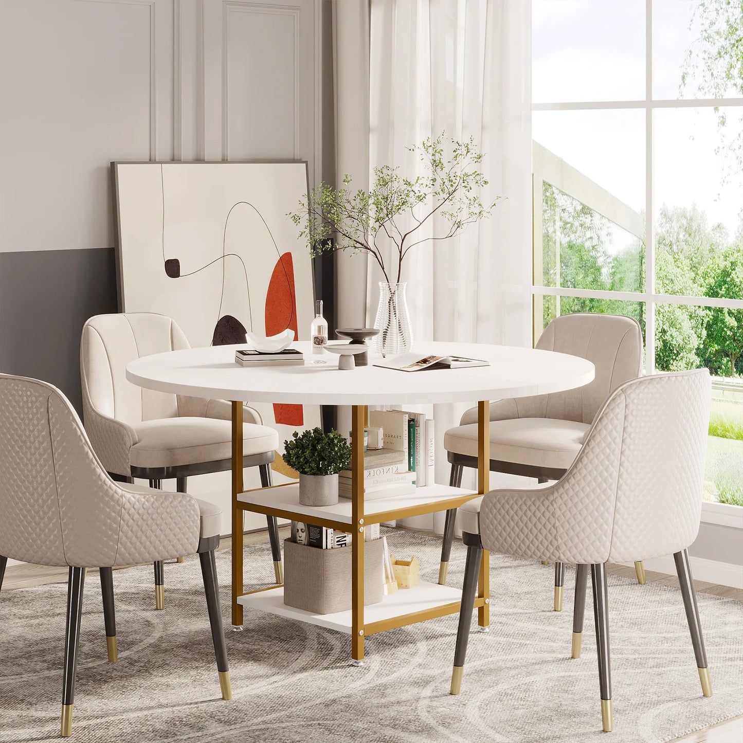 47-inch Round Dining Table for 4
