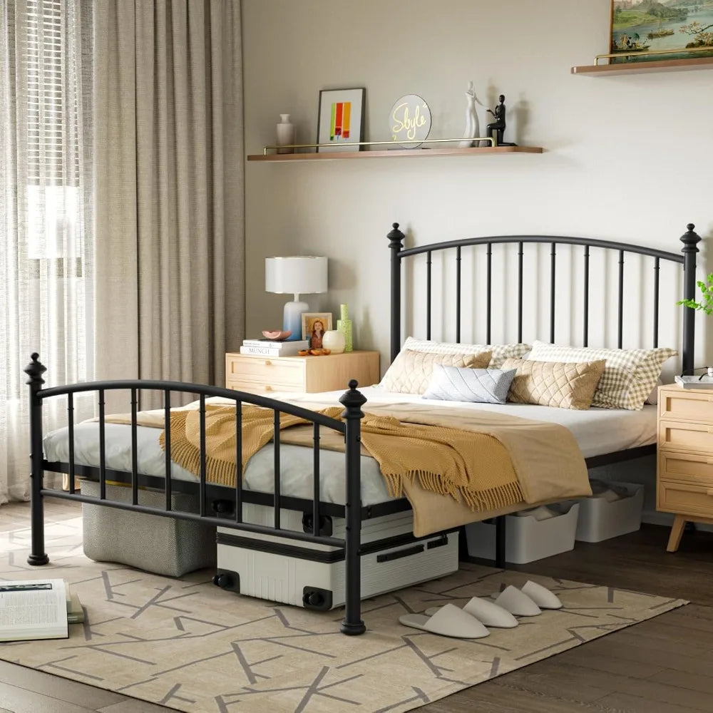 All Size Metal Platform Bed Frame, Victorian Wrought Iron-Art Design