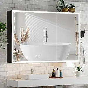 Fully Assembled 24x32 Inch Bathroom Mirror with Storage,