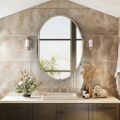 Brushed Gold Mirror with Metal Frame