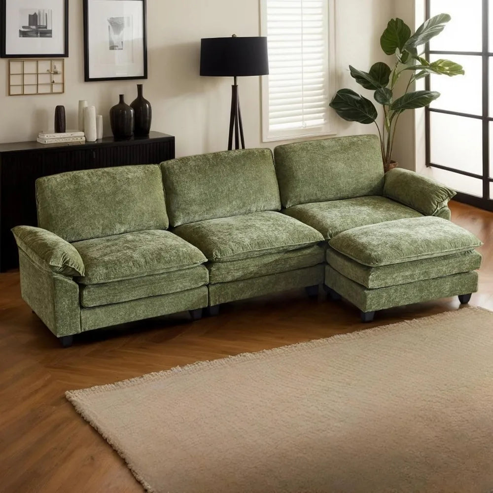 Beautiful Modern Sofa with Ottoman and Slipcover