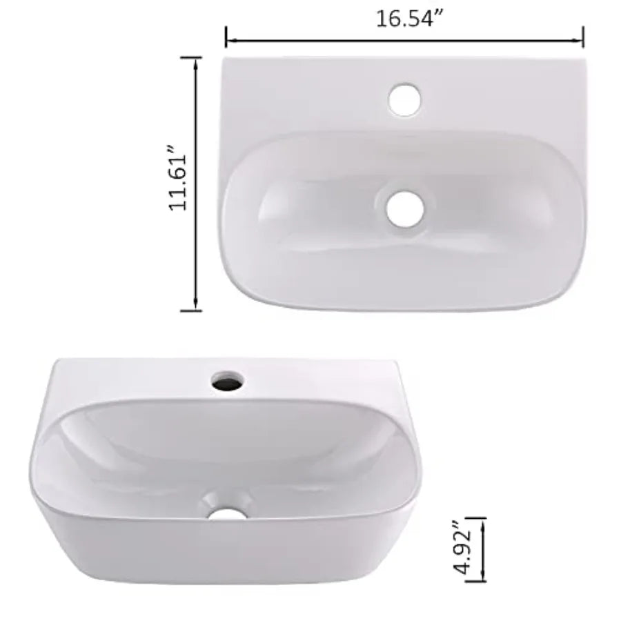 16"x11" Small Wall Mounted Bathroom Sink
