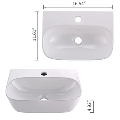 16"x11" Small Wall Mounted Bathroom Sink