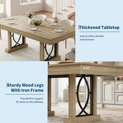 71 Inch Dining Table With 2 Storage Drawers