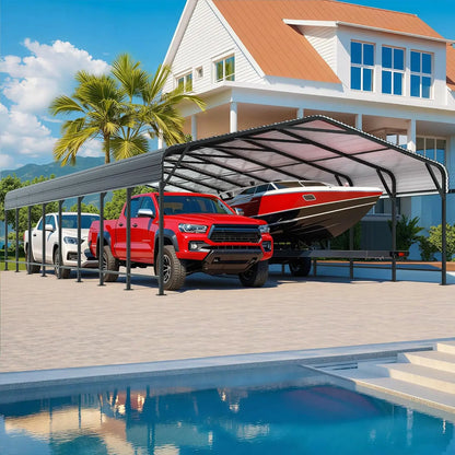 10x15~20x40FT Multi-Size Metal Carport with sturdy base