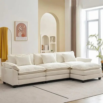 Comfy Cloud Couch Sectional Sofa with Ottoman