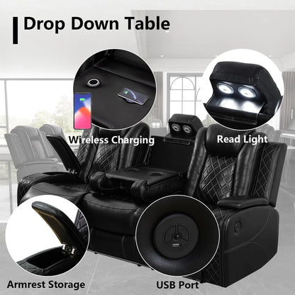 Power Recliner Sofa Set with LED Lighting