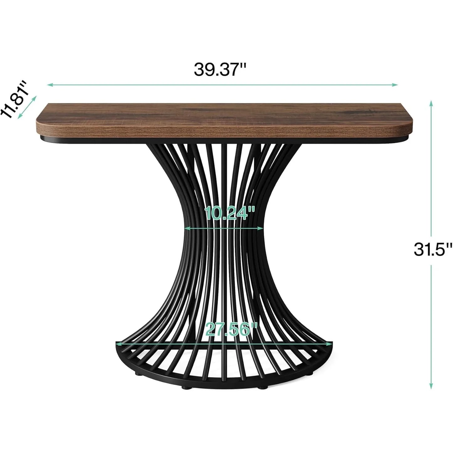 Industrial Entryway Table with Geometric Metal Base.