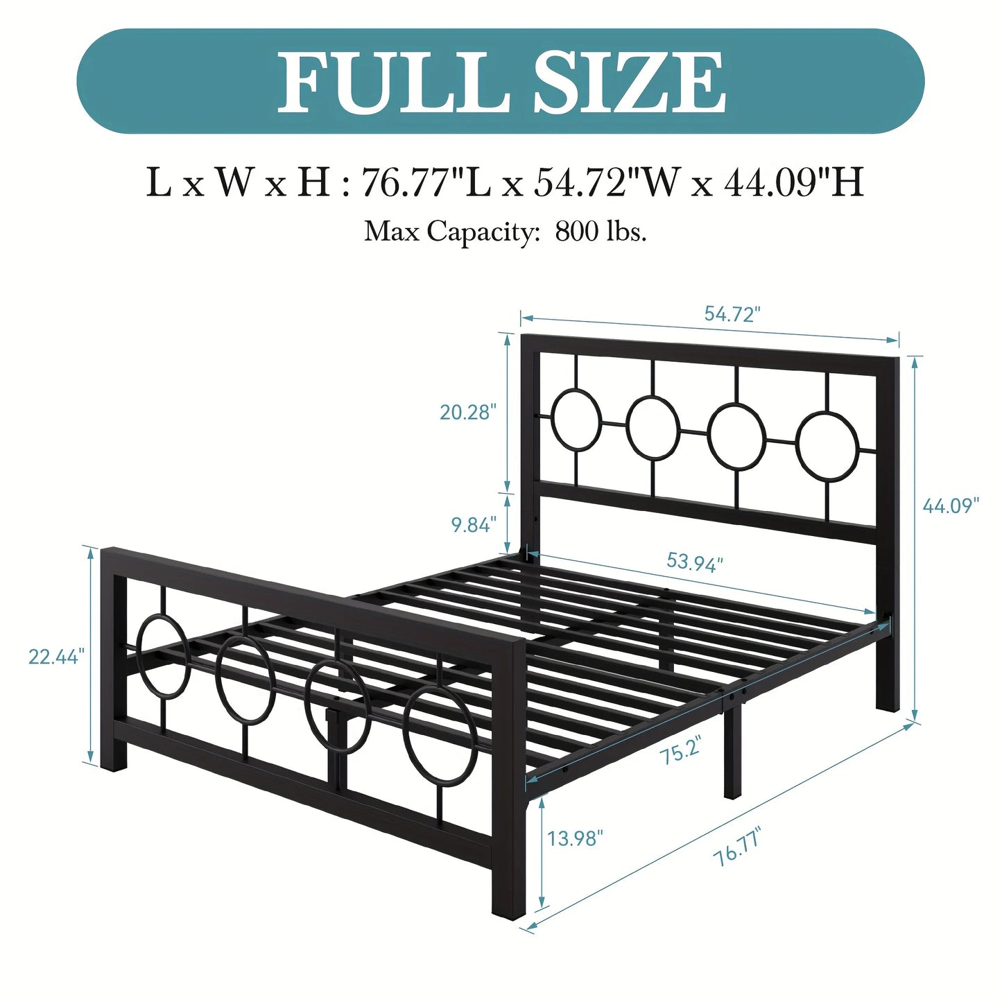 King Queen Size Metal Bed Frame with Vintage Circular Design