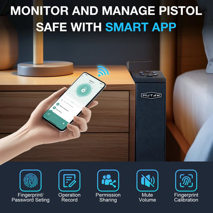 Biometric Slider Bedside Handgun Safe, for Nightstand